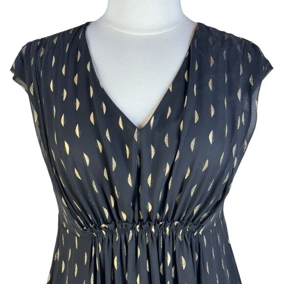 Collective Concepts Maternity Midi Dress Metallic Gold & Black Sheer A-Line M-L - Picture 5 of 13